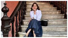 Sonali Bendre Looks Stunning In Denim Skirt And White Shirt. See Pics