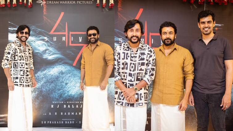 After Kanguva Flop Suriya begins Suriya 45 movie pooja at coimbatore Suriya 45 : தோல்வியில் இருந்து மீளும் சூர்யா...கோயம்புத்தூரில் பூஜையுடன் தொடங்கியது சூர்யா 45 படப்பிடிப்பு