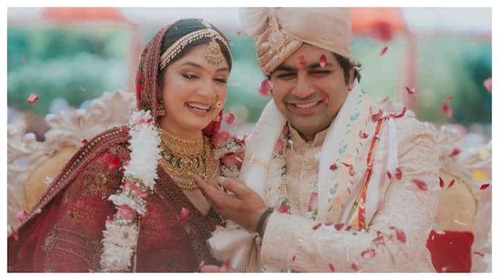 Popular Gujarati actors Puja Joshi and Malhar Thakar  tied the knot in an elegant ceremony on November 26, 2024.