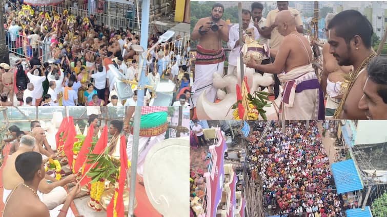 Singaperumal Kovil Padalathri Narasimhar Temple kumbabishekam held on today tnn சிங்கப்பெருமாள் கோயில் மகா கும்பாபிஷேகம்... கோவிந்தா கோவிந்தா முழுக்கமிட்ட பக்தர்கள்