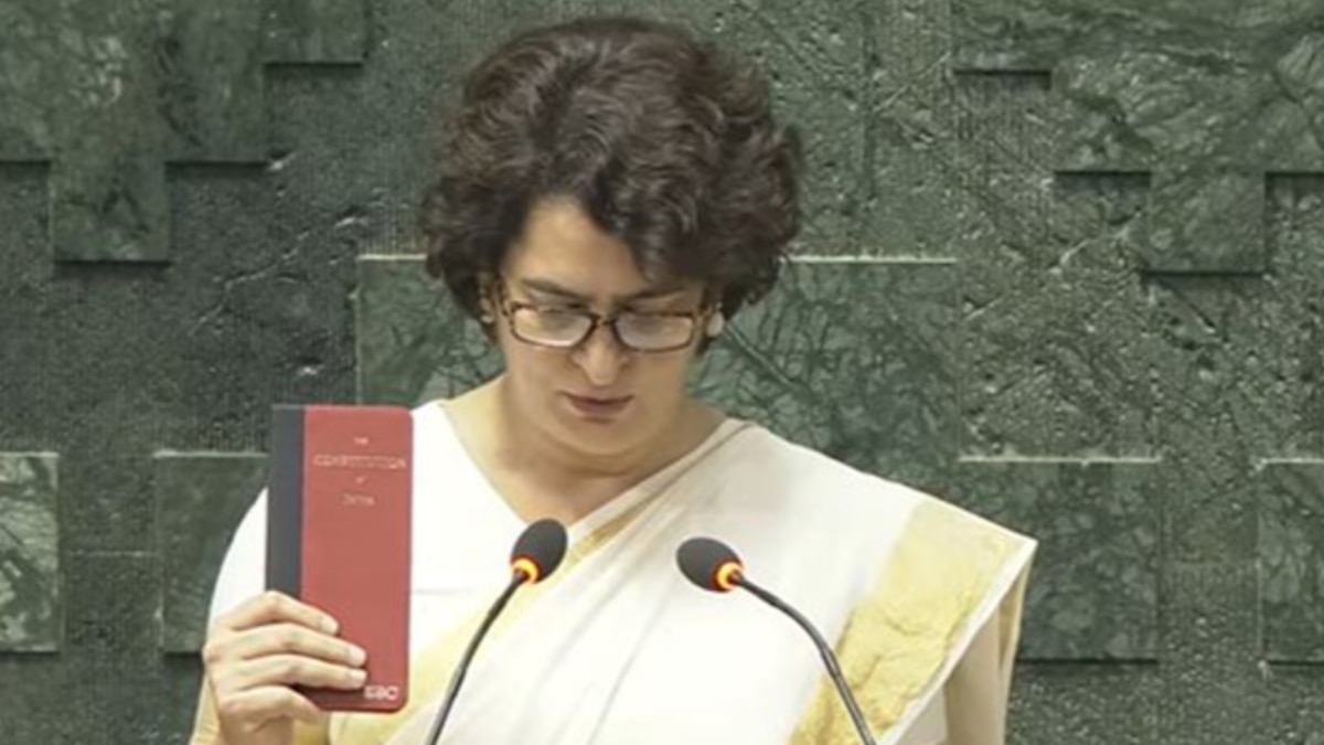 Priyanka Gandhi Joins Brother Rahul In Lok Sabha, Takes Oath As Wayanad MP Holding Constitution