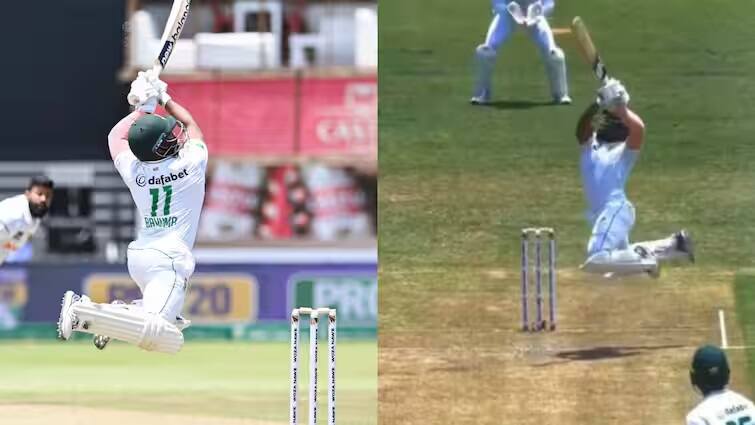 south africa cricketer temba bavuma hit long flying six against sri lanka in 1st test match Watch: 5 ફૂટ 4 ઇંચના તેમ્બા બવુમાએ ઉછળીને માર્યો છગ્ગો, શૉટ જોઇને પણ નહીં કરો વિશ્વાસ...