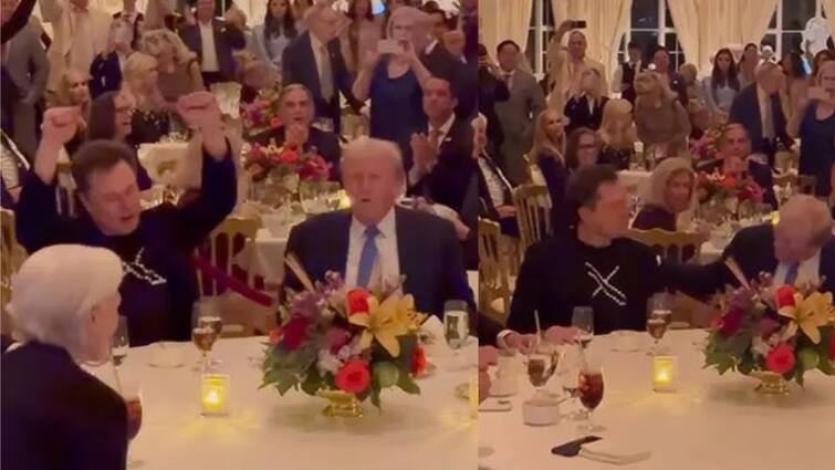 X Elon Musk Donald Trump Thanksgiving Dinner Maralago US President Elect Video Watch X Owner Elon Musk Takes A Seat Beside Donald Trump For Thanksgiving Dinner At Mar-a-Lago: Watch
