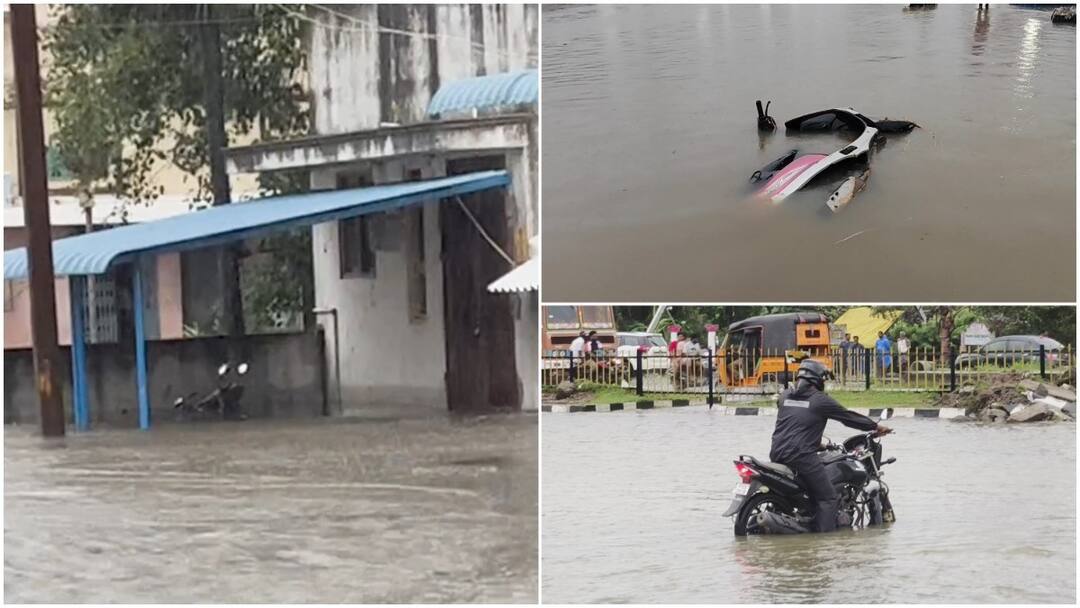 Fengal Cyclone Flooded Tindivanam Cars submerged in water People in grief Fengal Cyclone: வெள்ளத்தில் மூழ்கிய திண்டிவனம்; நீரில் முழ்கிய கார்கள் - சோகத்தில் முழ்கிய மக்கள்
