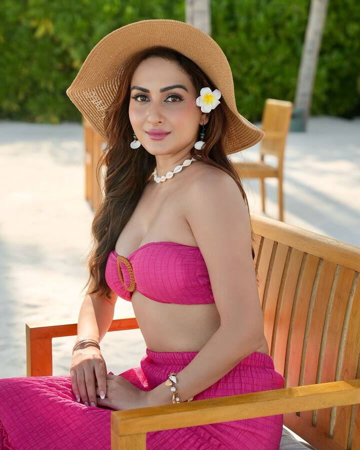 ઝારા યાસ્મિનનું આ ફોટોમાં ડોન્ટ ફિગર પણ જોવા મળી રહ્યું છે, લાઇટ પિંક  આઉટફીટ અને લાઇટ મેકઅપમાં તેનો આ ગોર્જિયશ અંદાજ ખૂબ જ એક્ટ્રેટિવ લાગી રહ્યો છે.