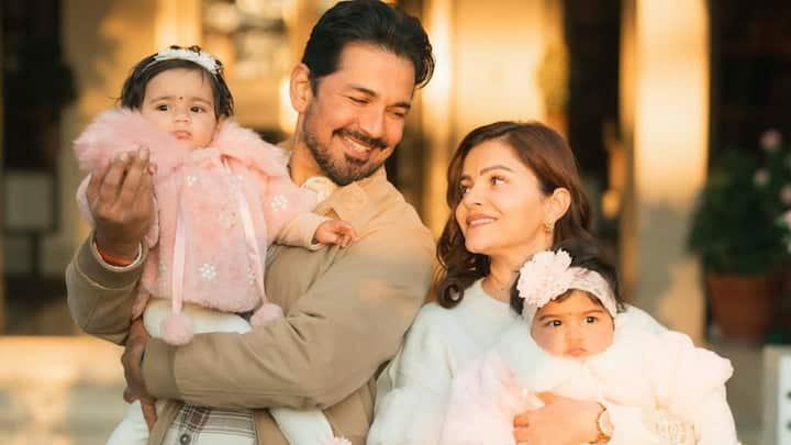 Rubina Dilaik and Abhinav Shukla's twin daughters turn one. Check out how the couple celebrated their birthday with family.