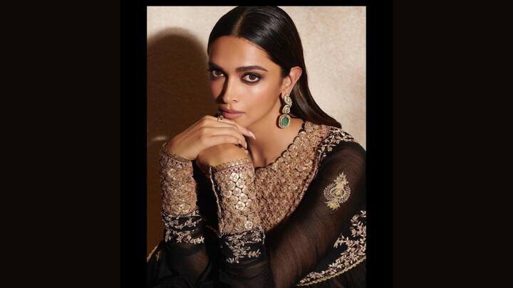 Her black and gold kurti with gota and zardozi work is a gem of chanderi crafting. Very beautiful detailing on the cuffs, and ghera makes it a grand choice for a wedding season when teamed with churidar and dupatta. (Image source: Instagram/deepikapadukone)