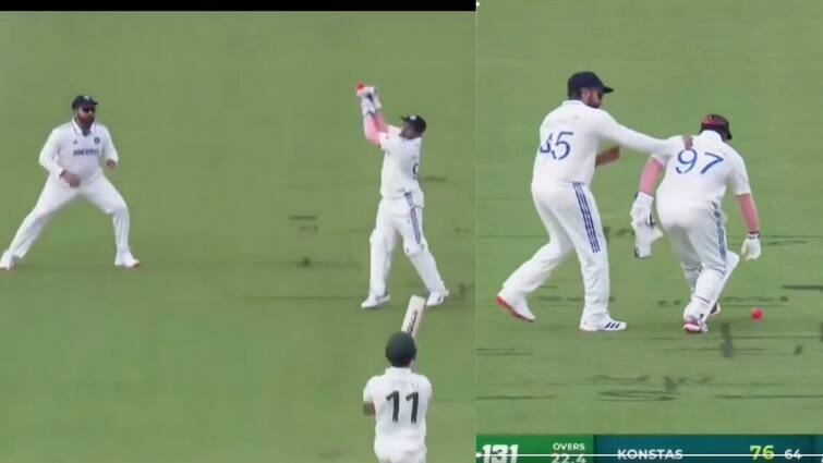 Rohit Sharma Punches Keeper Sarfaraz Khan As India Star Fumbles Video Goes Viral Rohit Sharma: இவ்ளோ கோபமா..! கேட்ச் விட்ட சர்ஃப்ராஸ் கான், மைதானத்திலேயே அடித்த ரோகித் சர்மா..! வீடியோ வைரல்