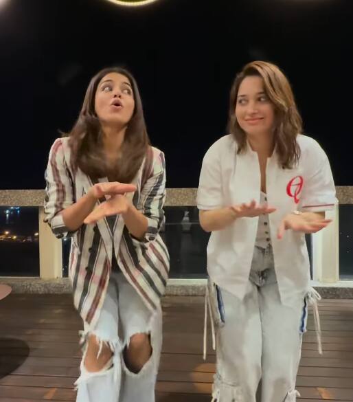 तमन्ना भाटिया और वामिका गब्बी ने 'बेबी जॉन' के हालिया रिलीज गाने 'नैन मटक्का' पर भी डांस किया. इसका वीडियो वामिका ने अपने इंस्टाग्राम अकाउंट पर शेयर किया है.