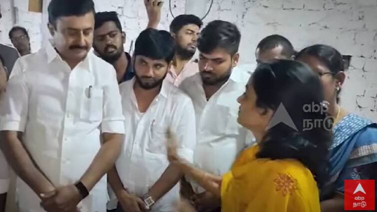 wife blamed to TN Government who killed of husband in tirupur and minister is silent புருஷன் சாவுக்கு அரசுதான் காரணம் - பொங்கி எழுந்த பொண்டாட்டி! அமைதியாய் தலைகுனிந்த அமைச்சர்! 