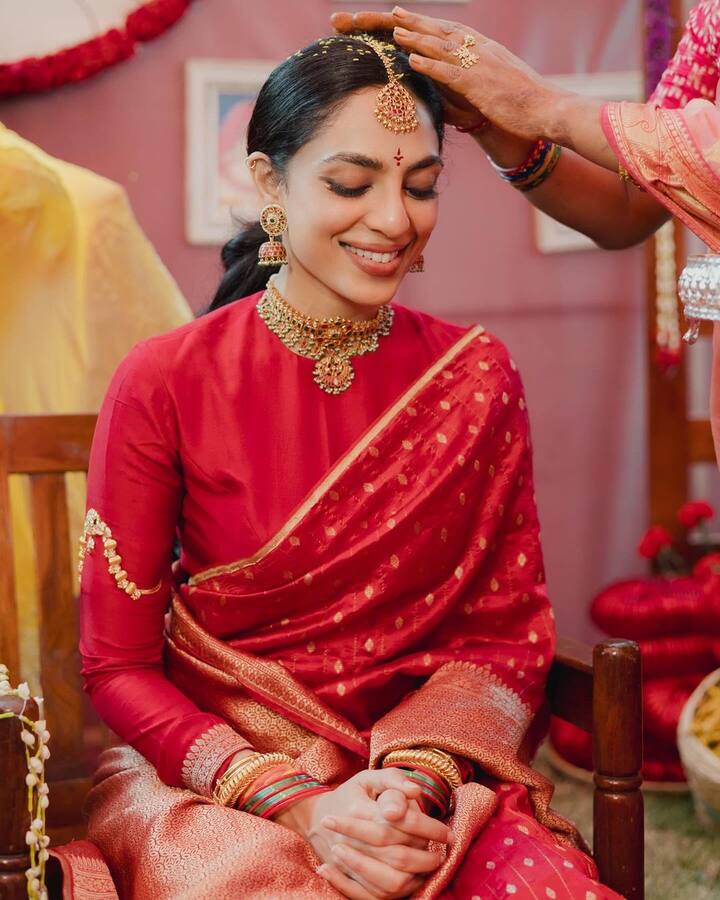 Sobhita Dhulipala and Naga Chaitanya are set to tie the knot on December 4 at Annapurna Studios. Ahead of the wedding, Sobhita participated in a traditional pelli kuturu ceremony, a Telugu bridal ritual, and shared heartwarming pictures from the event where she sought blessings from her elders.