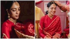 Bride-To-Be Sobhita Dhulipala Looks Resplendent In A Red Saree For Her Pelli Kuthuru Ceremony; PICS
