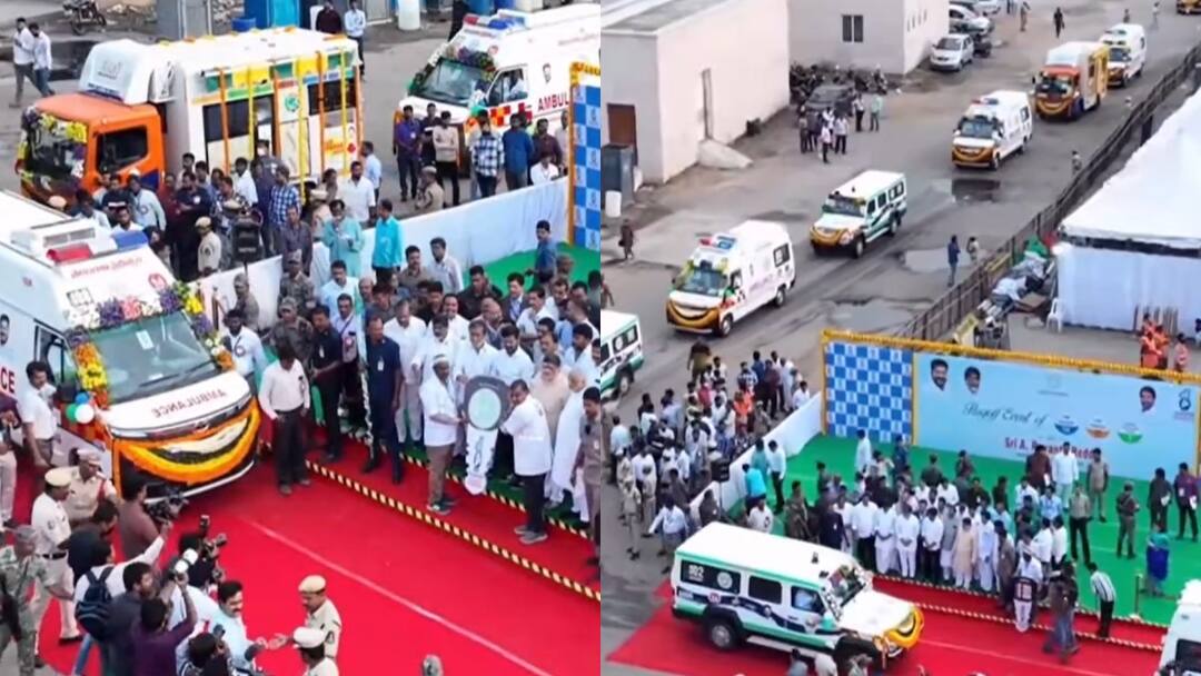 CM Revanth Reddy: తెలంగాణలో ఆరోగ్య ఉత్సవాలకు శ్రీకారం - 213 అంబులెన్సులు ప్రారంభించిన సీఎం రేవంత్ రెడ్డి telangana cm revanth reddy inaugurated 213 ambulances in the part of arogya utsavalu CM Revanth Reddy: తెలంగాణలో ఆరోగ్య ఉత్సవాలకు శ్రీకారం - 213 అంబులెన్సులు ప్రారంభించిన సీఎం రేవంత్ రెడ్డి