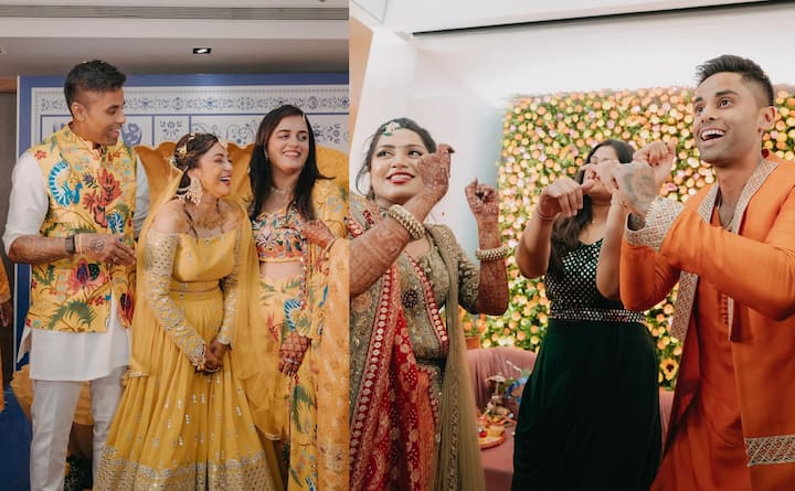 सूर्यकुमार यादव ने संगीत समारोह में दिल खोलकर डांस किया और हल्दी रस्म के दौरान अपनी बहन डिनल को हल्दी लगाते हुए भावुक क्षण साझा किए. इन पलों ने शादी के माहौल को और खास बना दिया.