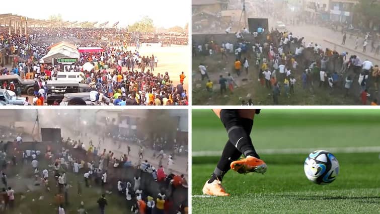 At least 100 people lost their lives in violent clashes between rival fans during a football match in Guinea Guinea Football Match : फुटबॉल सामन्यात मॅच रेफरीचा वादग्रस्त निर्णय, दोन्ही संघांमध्ये हाणामारी, प्रेक्षकही मैदानात घुसले; 100 जणांचा मृत्यू