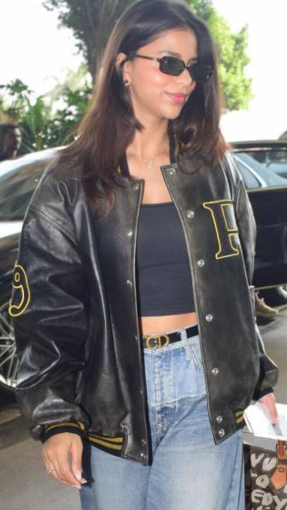 Suhana Khan Slays The Airport Fashion Game In Bomber Jacket