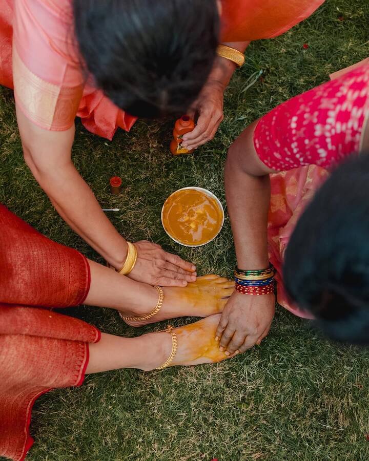 This was followed by the raata sthaapana and mangala snanam rituals, similar to the haldi ceremony, culminating in the recent pelli kuturu ceremony. The next step is the mehendi ceremony, leading to the grand wedding on December 4.