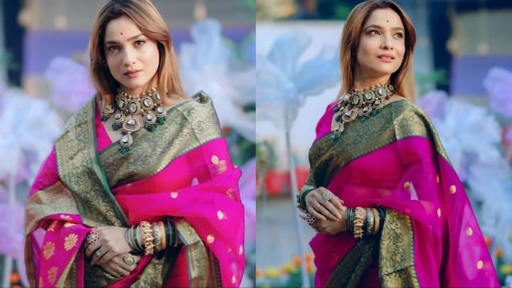 Ankita Lokhande Saree Look: अंकिता लोखंडे ने हाल ही में अपने लेटेस्ट फोटोशूट से कुछ तस्वीरें फैंस के साथ शेयर की हैं. जो इस वक्त वायरल होती नजर आ रही हैं.