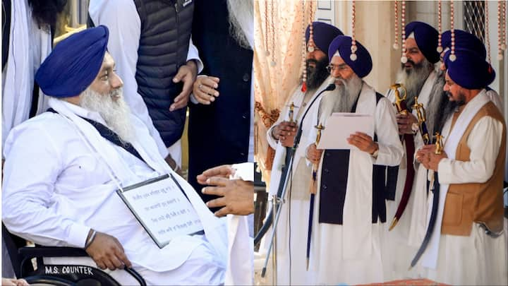 Sukhbir Singh Badal News: श्री अकाल तख्त साहिब ने बेअदबी और राम रहीम को माफी देने के मामले में पूर्व डिप्टी सीएम सुखबीर सिंह बादल को सजा सुनाई है. सजा के दौरान उन्हें जूठे बर्तन भी साफ करने होंगे.