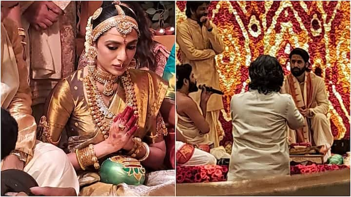 Naga Chaitanya Sobhita Wedding Look : నాగచైతన్య శోభిత పెళ్లి అంగరంగ వైభవంగా జరిగింది. వాటికి సంబంధించిన ఫోటోలు ప్రస్తుతం సోషల్ మీడియాలో వైరల్ అవుతున్నాయి.