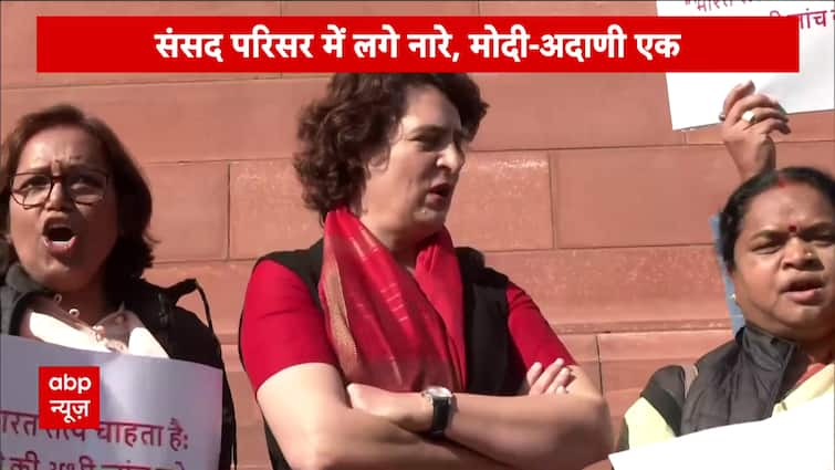 Priyanka Gandhi Stages Protest in Parliament Over Adani Issue, Congress Takes a Stand