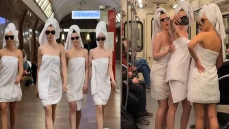 Young Ladies Boarding Metro Wearing Bath Towel Goes Viral  watch video here Watch Video: உடம்புல ஒரே ஒரு Towel தான்! ஓடும் மெட்ரோவில் பெண்கள் செஞ்ச காரியத்தை பாருங்க!