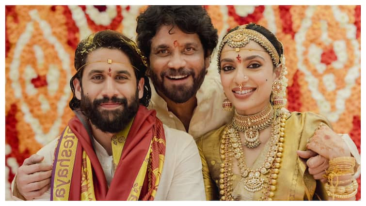 Naga Chaitanya And Sobhita Dhulipala Make First Post-Wedding Appearance, Visit Temple With Nagarjuna