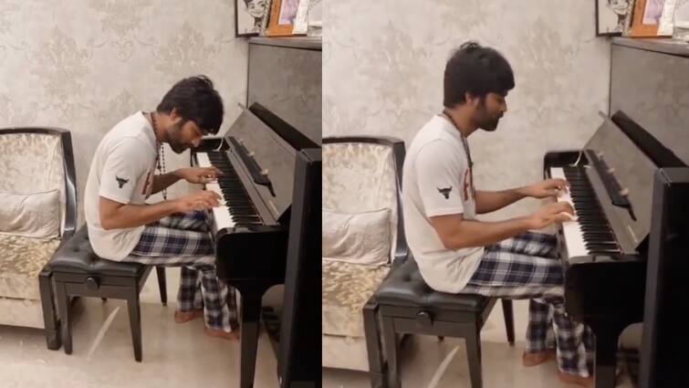 Actor Dhanush playing nee partha paarvai song in piano video goes viral Watch Video : பியானோவில் விளையாடும் தனுஷ்...இளையராஜாவின் அந்த பாடலை இசைத்து அசத்திட்டார்