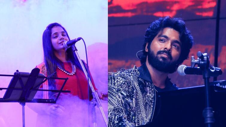 G V Prakash Kumar and saindhavi singing Piran thedum song watch video மேடையில் மேஜிக் செய்த ஜி.வி மற்றும் சைந்தவி.. ஒரு வரியைக் கேட்டு அதிர்ந்த அரங்கம்