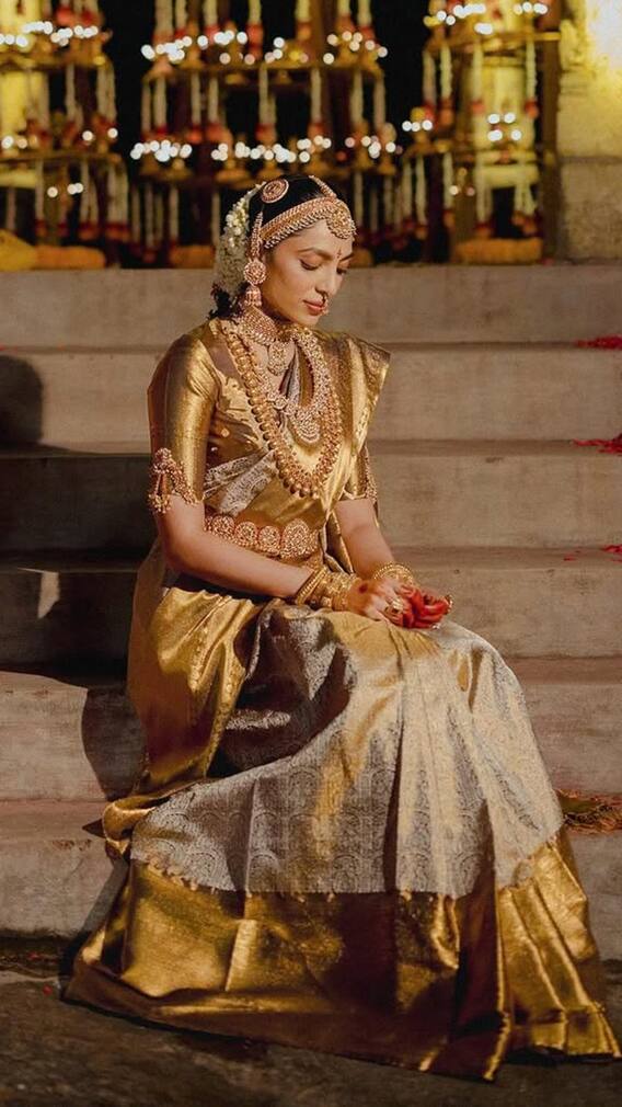 Sobhita Dhulipala Channels Her Telugu Roots In Gold Pattu Saree
