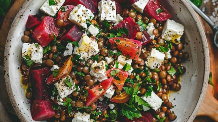 Easy To Make Salad: Green Lentil, Beetroot, And Feta Cheese Salad Easy To Make Salad: Green Lentil, Beetroot, And Feta Cheese Salad
