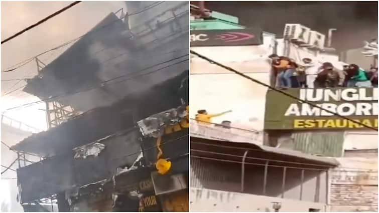 Delhi: Fire Breaks Out At Restaurant In Rajouri Garden, People Jump Off To Roof Of Neighbouring Building — VIDEO