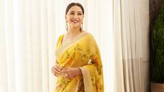 बाॅलिवूडची धक धक गर्ल अभिनेत्री माधुरी दिक्षितचं नवं फोटोशूट; लिंबू कलरच्या साडीत दिसतेय खास!