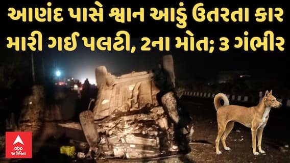 Anand Accident : આણંદ પાસે શ્વાન આડું ઉતરતા કાર મારી ગઈ પલટી, 2ના મોત; 3 ગંભીર