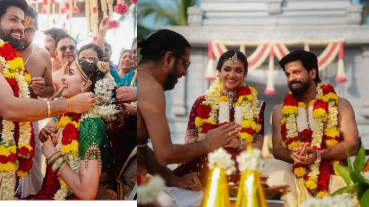 தமிழ் மற்றும் தெலுங்கு சினிமாவில் முன்னணி நடிகையாக வலம் வருபவர் கீர்த்தி சுரேஷ். தெலுங்கில் இவர் நடித்த மகாநதி திரைப்படத்திற்காக சிறந்த நடிகைக்கான தேசிய விருது வென்றார். தற்போது வருன் தவான் நடித்துள்ள பேபி ஜான் படத்தின் மூலம் இந்தியிலும் எண்ட்ரி கொடுக்கவிருக்கிறார். கீர்த்தி சுரேஷ் திருமணம் கொண்டாட்டம் ரசிகர்களுக்கும் மகிழ்ச்சி, வாழ்த்துகள் கீர்த்தி...