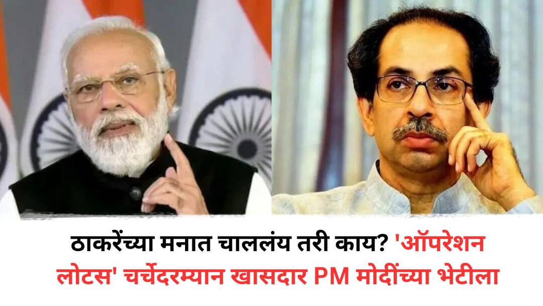 Operation Lotus: ठाकरेंच्या मनात चाललंय तरी काय? महाराष्ट्रात 'ऑपरेशन लोटस'च्या चर्चेदरम्यान पक्षाचे खासदार PM मोदींच्या भेटीला, दिल्लीत घडामोडींना वेग While Operation Lotus is being discussed in Maharashtra the partys MP meets PM Modi the events in Delhi are speeding up Operation Lotus: ठाकरेंच्या मनात चाललंय तरी काय? महाराष्ट्रात 'ऑपरेशन लोटस'च्या चर्चेदरम्यान पक्षाचे खासदार PM मोदींच्या भेटीला, दिल्लीत घडामोडींना वेग