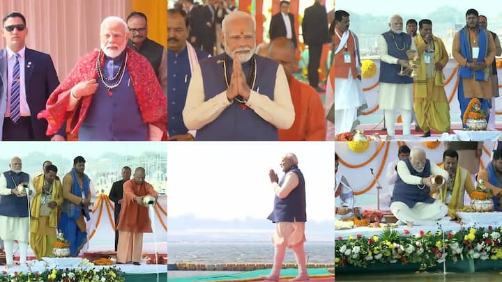 Mahakumbh 2025 की तैयारियों का जायजा लेने पहुंचे प्रधानमंत्री नरेंद्र मोदी ने संगम तट पर पूजा अर्चना की और कुंभाभिषेकम किया.