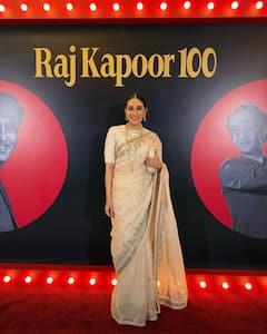 Karisma Kapoor Is A Picture Of Radiance In White Sabyasachi Saree At Raj Kapoor's 100th Birth Anniversary Event