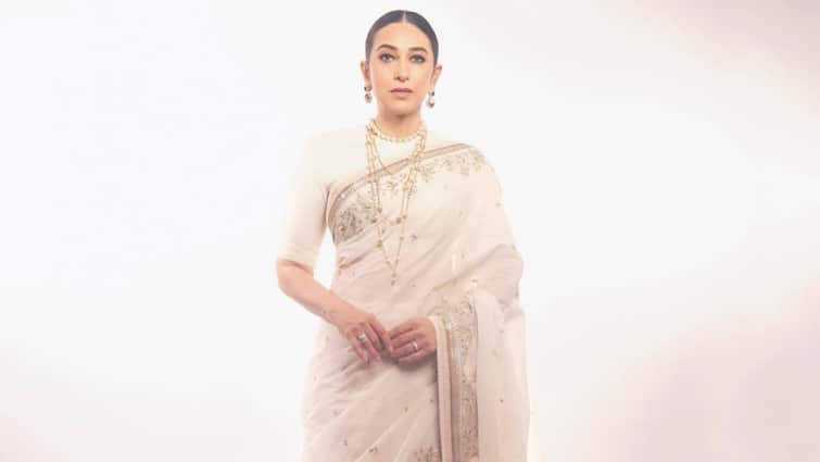 Karisma Kapoor Is A Picture Of Radiance In White Sabyasachi Saree At Raj Kapoor's 100th Birth Anniversary Event