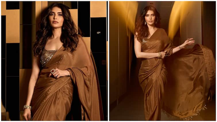 Karishma Tanna Serves Stunning Look In A Brown Saree; SEE PICS