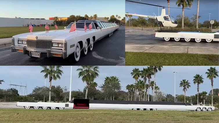 Worlds longest car features helipad swimming pool mini-golf course can seat more than check details Worlds longest car: இது காரா..! ஹெலிபேட், நீச்சல் குளம், மினி கோல்ஃப் கோர்ஸ் - இன்னும் என்னென்ன? சுவாரஸ்ய தகவல்கள்