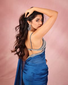 Krithi Shetty Paints A Picture Of Elegance In Sea Blue Saree In Latest Photoshoot