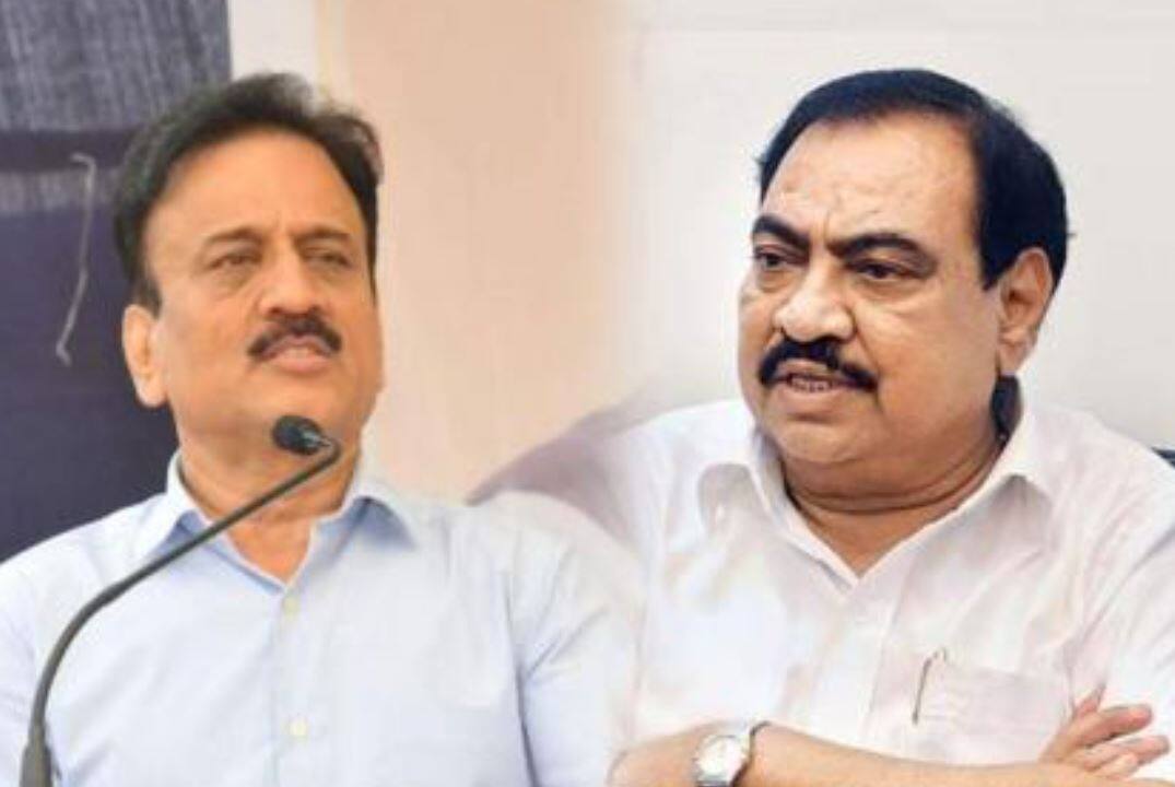 Clashes between Girish Mahajan and Eknath Khadse in the Legislative Council in Mumbai Jalgaon News  नाथाभाऊ अन् मंत्री गिरीश महाजनांमध्ये जुंपली; पीआयच्या मृत्यू प्रकरणावरुन विधानपरिषदेतच नेत्यांची खडाजंगी