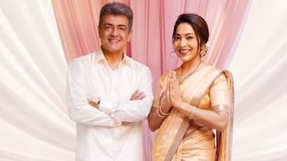 Ajith kumar vidamuyarchi latest poster actress Ramya on board vidamuyarchi : புதுமாப்பிள்ளை போல் அஜித்...ஜோடி சேர்ந்து நிற்கும் ரம்யா
