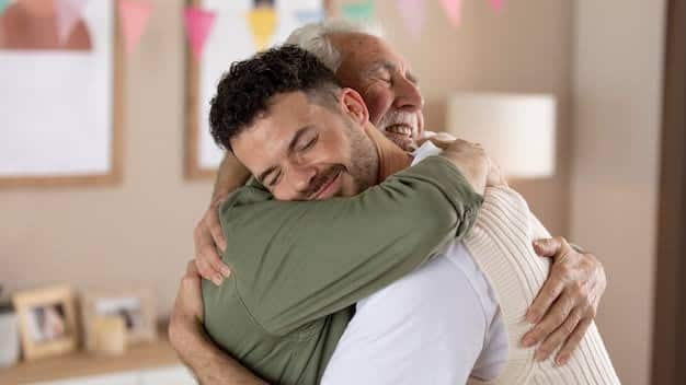 Hugging triggers oxytocin release. This hormone works to protect from stress by reducing cortisol levels. Physical touch can provide long-term health benefits by reducing stress.