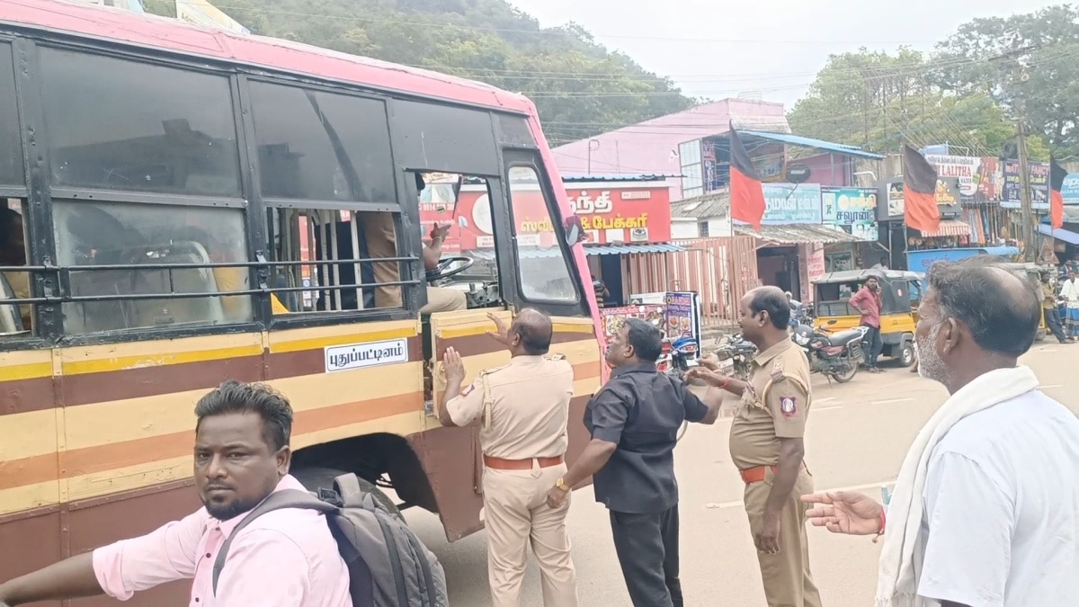 காவல்துறை எதுக்கு நிக்குது?.. அரசு பேருந்து ஓட்டுநரை அடிக்க முயன்ற திமுக நிர்வாகி‌‌ - நடந்தது என்ன?