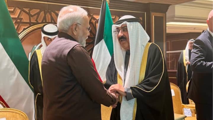PM Narendra Modi joined the Amir, Crown Prince & PM of Kuwait as ‘Guest of Honour’ at the opening ceremony of the 26th Arabian Gulf Cup in Kuwait at the Jaber Al-Ahmad International Stadium. (Source: ANI)