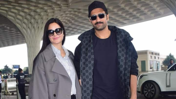 Vicky Kaushal and Katrina Kaif make a stylish exit from Mumbai airport, hand-in-hand. Check out their pictures.