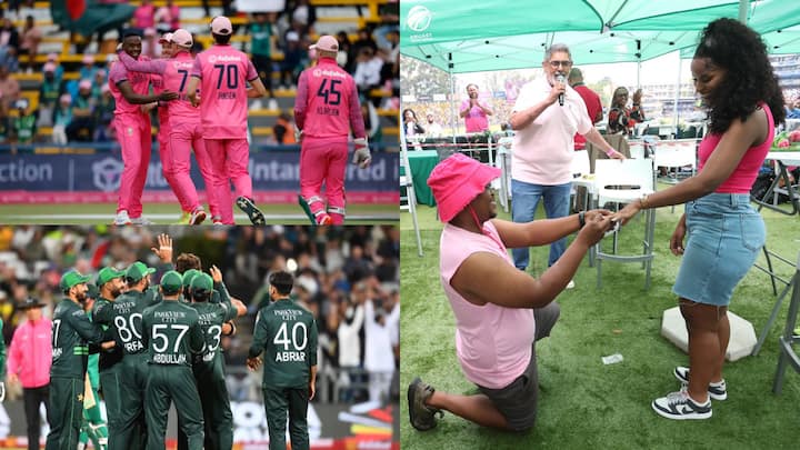 SA vs PAK Pink ODI: पाकिस्तान के खिलाफ तीसरे वनडे मैच में दक्षिण अफ्रीकी टीम के खिलाड़ी गुलाबी जर्सी पहन कर खेल रहे हैं. सीरीज में पाकिस्तान 2-0 से आगे है.