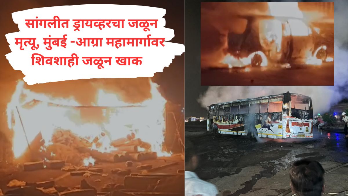 Shivshahi Bus Fire : मुंबई आग्रा महामार्गावर शिवशाही बस जळून खाक, सांगलीत CNG व्हॅगनारला आग, चालकाचा गाडीत जळून मृत्यू